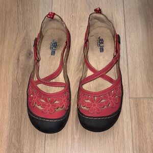 JBU wildflower red mary janes, size 11M.